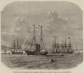 O Delta saindo de Marselha com os visitantes britânicos para a abertura do Canal de Suez